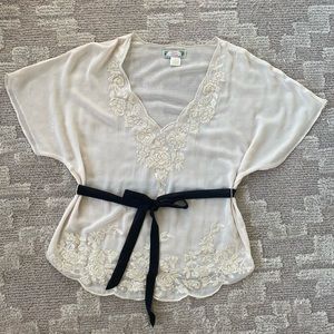 Cream Tie Blouse